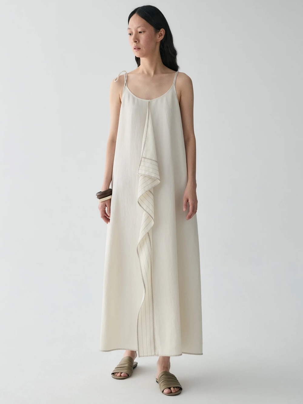 NWT Insis Embroidered Panel Dress in Off White